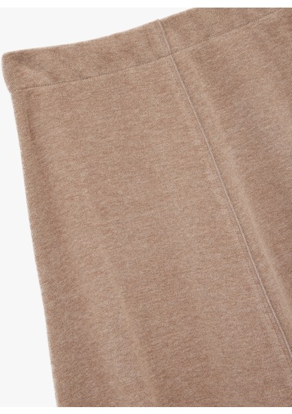 Dikiş Detaylı Pamuk Karışımlı Midi Kloş Triko Etek indirimleri