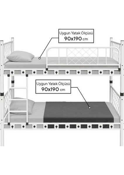 Argimo Zambak Genç Çocuk Yatak Odası Metal Ranza ve Karyola 90 x 190 Siyah indirimleri