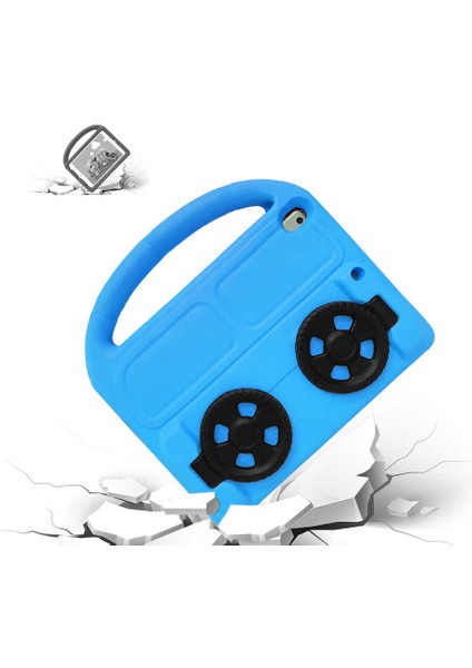 iPad Pro 10.5 (7.nesil) Uyumlu Ecrz Wheel Car Tekerlek Standlı Tablet Eva Silikon Kılıf-Yeşil fırsatları