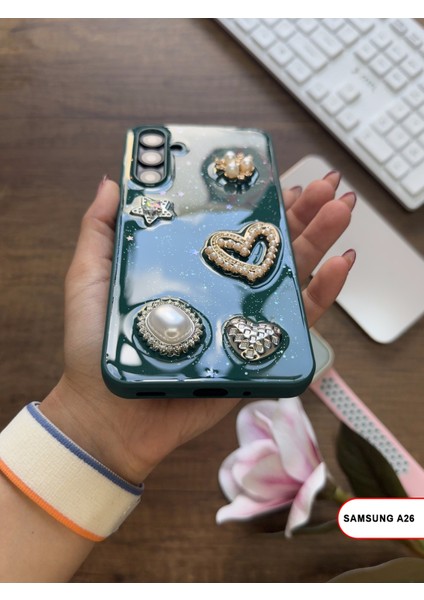 Samsung Galaxy A26 Uyumlu Kelebekli Taşlı Simli Kalpli Wish Silikon Telefon Kılıfı modelleri