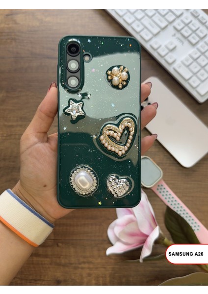 Samsung Galaxy A26 Uyumlu Kelebekli Taşlı Simli Kalpli Wish Silikon Telefon Kılıfı indirimleri