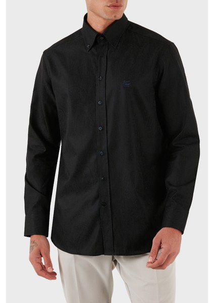 Jakarlı % 100 Pamuk Regular Fit Düğmeli Yaka Gömlek Erkek Gömlek MRIB0004 AQ043 N0000