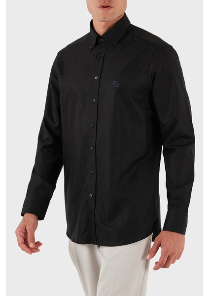 Jakarlı % 100 Pamuk Regular Fit Düğmeli Yaka Gömlek Erkek Gömlek MRIB0004 AQ043 N0000 fırsatları