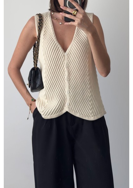 Ajurlu Premium Triko Yelek- Taş modelleri