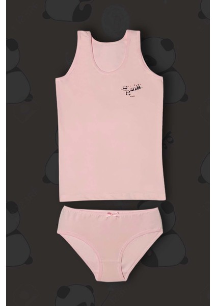 3'lü Kız Çocuk Panda Baskılı Pamuklu Çamaşır Takımı modelleri