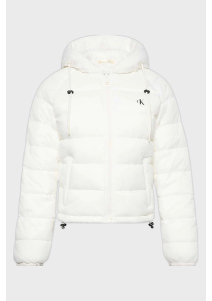 Kapitoneli Logolu Regular Fit Kapüşonlu Şişme Mont LV047C521GHW6 Bayan Mont LV047C521G Hw6