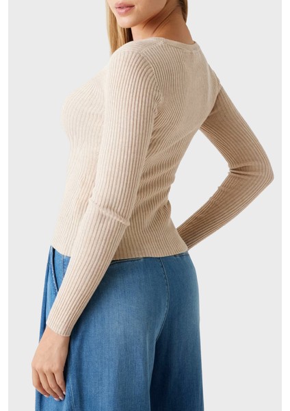 Vn Julia Yün Karışımlı Slim Fit V Yaka Fitilli Hırka W5BR16Z3OW2 Bayan Hırka W5BR16 Z3OW2 H142 modelleri