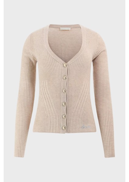 Vn Julia Yün Karışımlı Slim Fit V Yaka Fitilli Hırka W5BR16Z3OW2 Bayan Hırka W5BR16 Z3OW2 H142 indirimleri