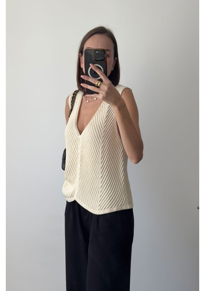 Ajurlu Premium Triko Yelek- Taş fırsatları