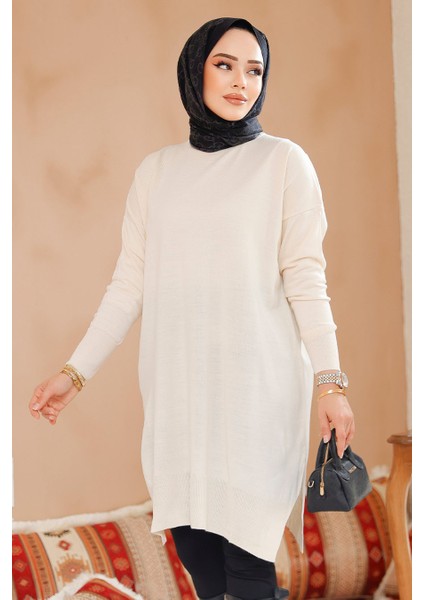 Krem Tesettür Kazak Tunik 17203KR fırsatları