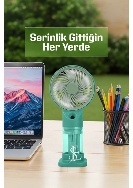 Su Püskürtmeli Serinletici Sprey El Fanı (Mavi/pembe/yeşil)