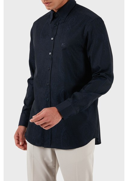 Jakarlı % 100 Pamuk Regular Fit Düğmeli Yaka Gömlek Erkek Gömlek MRIB0004 AQ043 B0065 fırsatları