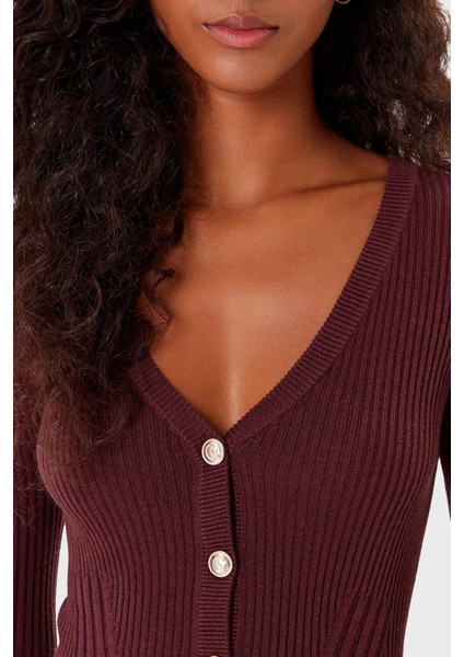 Vn Julia Yün Karışımlı Slim Fit V Yaka Fitilli Hırka W5BR16Z3OW2 Bayan Hırka W5BR16 Z3OW2 G1G5 fırsatları