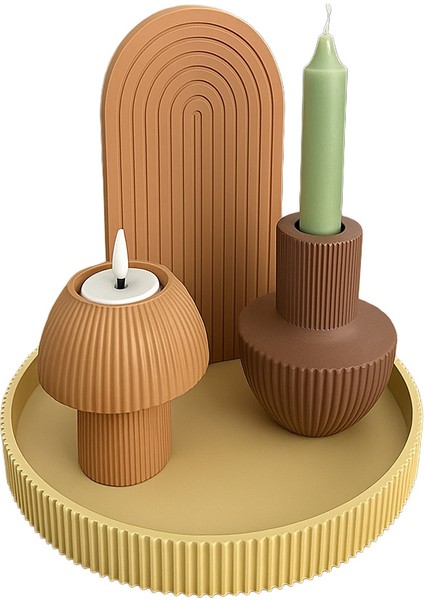 Modern Tasarımlı Dekoratif Mumluk Seti