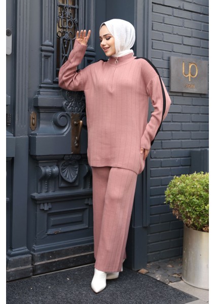 Gül Kurusu Tesettür Triko Ikili Takım 50163GK