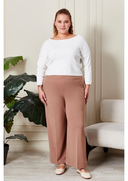 Buyuk Beden Kumas Pantolon Kadin Bol Paca