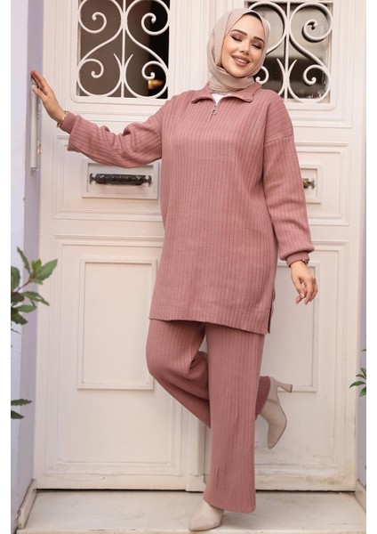 Fitilli Gül Kurusu Tesettür Triko Ikili Takım 60381GK fiyatları