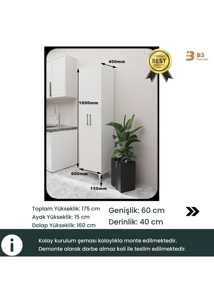 B3CONCEPT 2 Kapaklı 5 Raflı Kaliteli Çok Amaçlı Dolap - Kolay Kurulum - Mutfak Balkon Banyo Erzak Kiler Dolabı modelleri