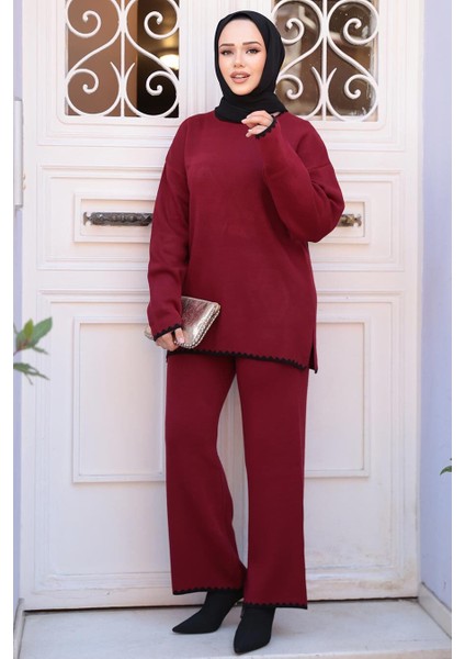 Bordo Tesettür Triko Ikili Takım 50174BR modelleri