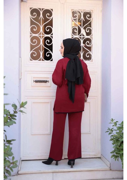 Bordo Tesettür Triko Ikili Takım 50174BR indirimleri