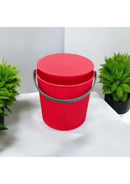 Rainbow Kırmızı Büyük Boy 13 Litre Yuvarlak Kova Piknik Sepeti Meyve Kovası modelleri