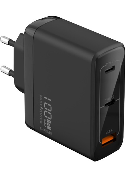 SB121 100W 3 Port Hızlı Şarj Adaptörü – 2x Usb-C + 1x Usb-A – Güvenlik Sertifikalı, Pd Destekli, Siyah