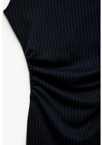 Bisiklet Yaka Drape Detaylı Mini Kolsuz Elbise modelleri