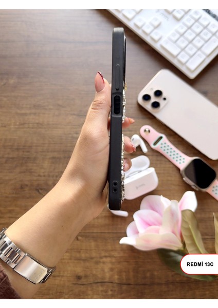 Redmi 13C Uyumlu Kelebekli Taşlı Simli Kalpli Wish Silikon Telefon Kılıfı fırsatları