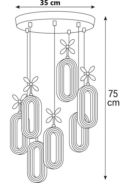 İstanbul Beta 6'lı Metal Gövdeli Kristal Taşlı Gold Renk Modern LED Uyumlu Salon ve Oturma Odası Avize