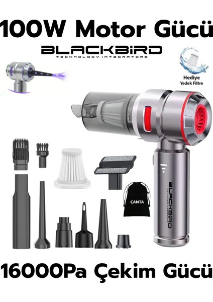 MK-58 16000PA Kablosuz Araç Süpürgesi | 3 Kademeli Güç | Şarjlı El Süpürgesi