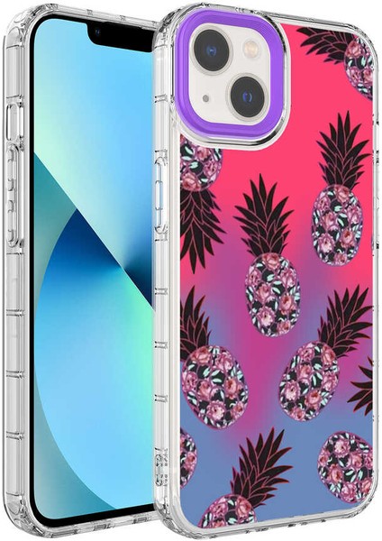 iPhone 13 Kılıf Kamera Korumalı Renkli Desenli Sert Silikon Ecrz Korn Kapak-No6