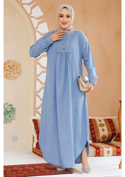 Kot Mavi Tesettür Elbise 19121M fiyatları