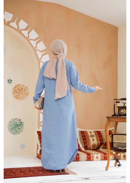 Kot Mavi Tesettür Elbise 19121M modelleri