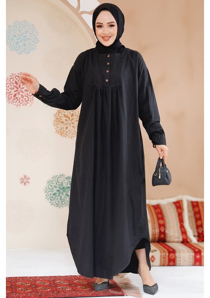 Kot Siyah Tesettür Elbise 19121S