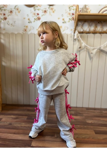 Kız Cocuk Fiyonk Detaylı Esortman Takım 3-10 Yaş