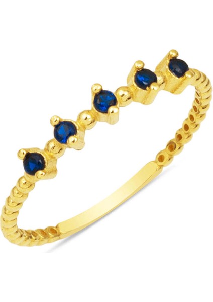 Lacivert Taşlı 14 Ayar Altın Yüzük