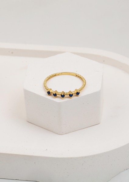 Lacivert Taşlı 14 Ayar Altın Yüzük modelleri