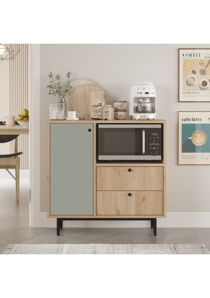 Latte Serisi Kahve Köşesi Çok Amaçlı Dolap Mutfak Dolabı Sepet-Ihlamur Yeşili Lat1-Sy
