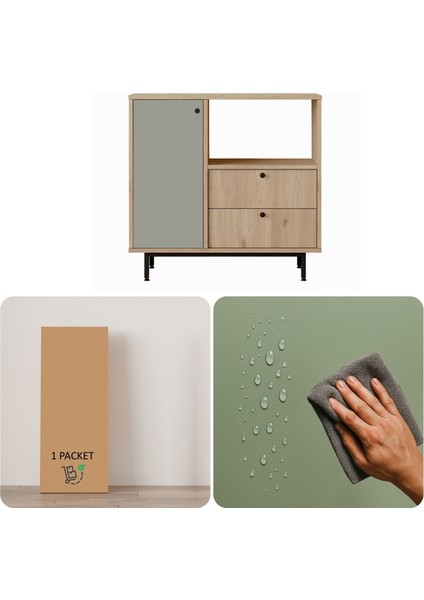 Latte Serisi Kahve Köşesi Çok Amaçlı Dolap Mutfak Dolabı Sepet-Ihlamur Yeşili Lat1-Sy