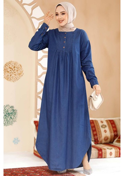 Kot Lacivert Tesettür Elbise 19121L