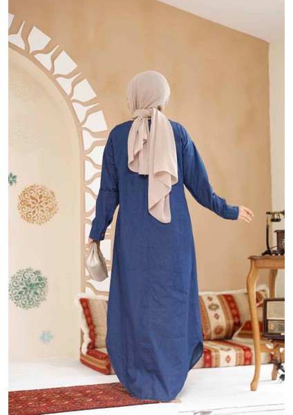 Kot Lacivert Tesettür Elbise 19121L modelleri
