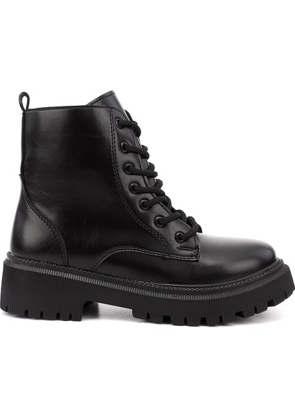 Kadın Siyah Fermuarlı Kalın Topuklu Postal Bot