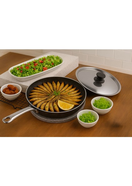 30 Granit Paslanmazçelik Kapaklı Balıktavası