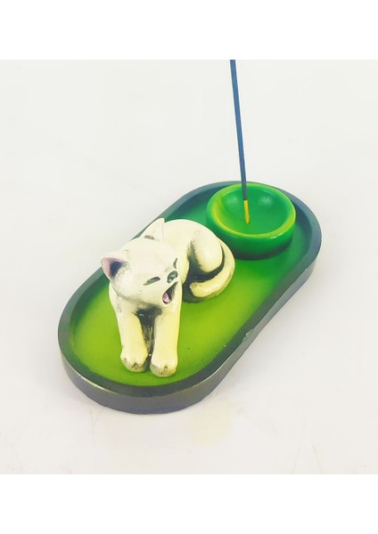 Uykucu Kedi Çubuk Tütsülük ve Tealight (Beyaz) fiyatları