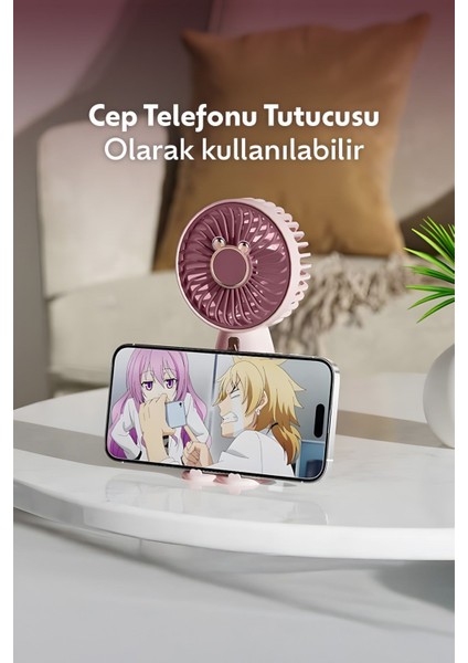 Güçlü Parvaneli Telefon Tutucu Renkli Mini El Fanı Taşınabilir Şarjlı Taşıma Ipli Vantilatör indirimleri