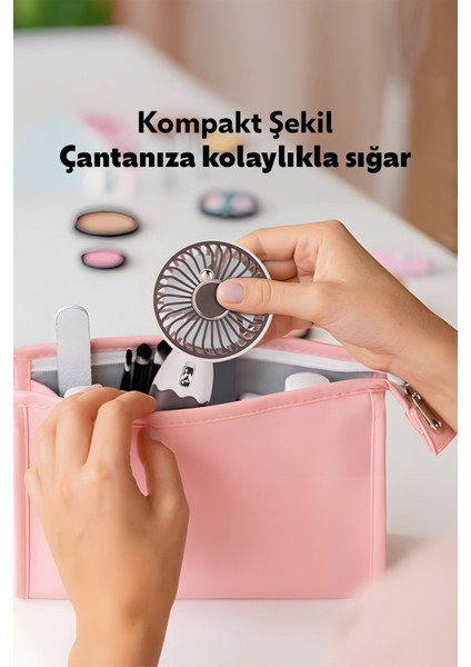 Güçlü Parvaneli Telefon Tutucu Renkli Mini El Fanı Taşınabilir Şarjlı Taşıma Ipli Vantilatör