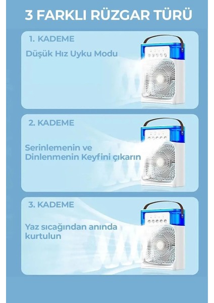 Type-C Hava Serinletici Su Püskürtmeli Fan Sessiz Masa Fanı