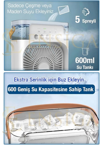 Type-C Hava Serinletici Su Püskürtmeli Fan Sessiz Masa Fanı