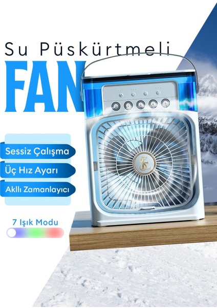 Type-C Hava Serinletici Su Püskürtmeli Fan Sessiz Masa Fanı