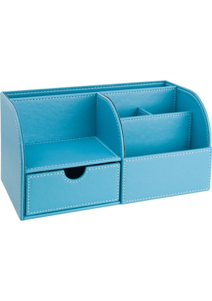 Masaüstü Düzenleyici,kalemlik,kumandalık,küpbloknotluk,tabletlik,kitaplık,6 Gözlü,çekmeceli,desktop Organizer,vegan,24,5*13*12,turkuaz